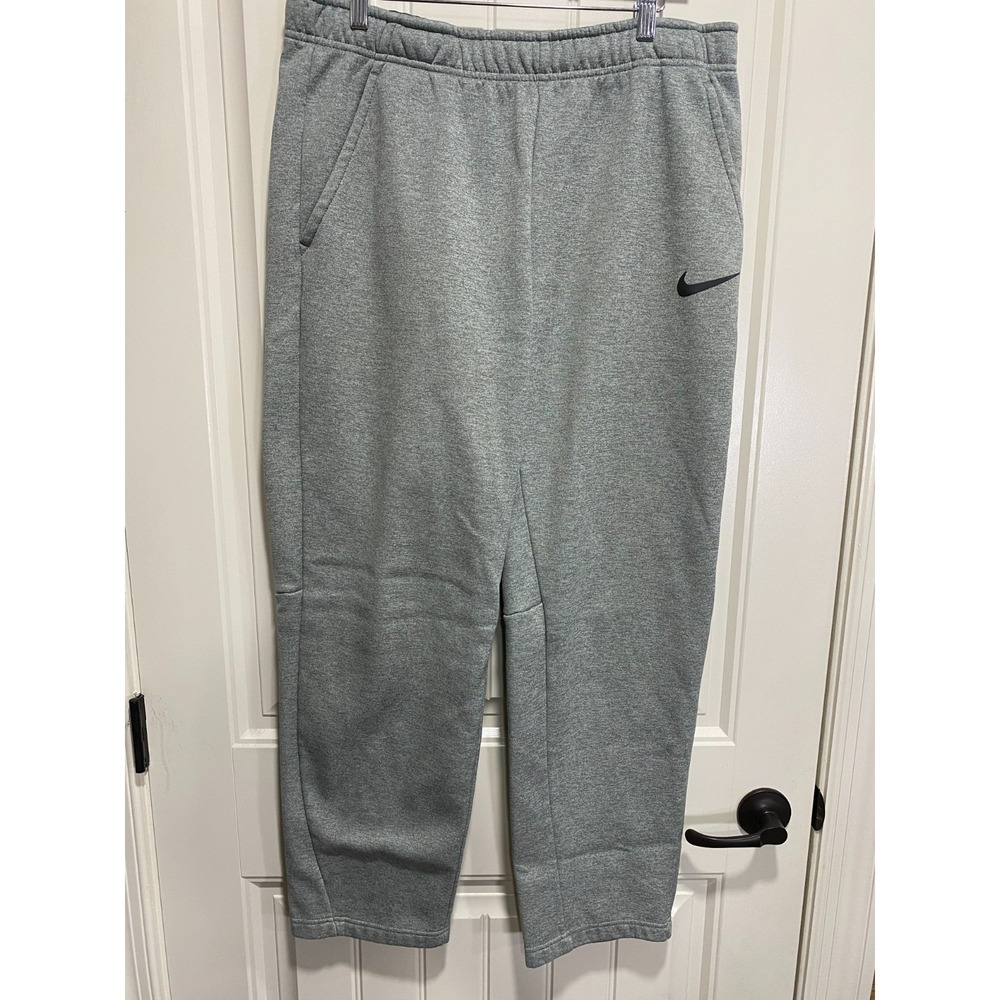 Nike Pants L Dri-Fit Fleece Lined Athletic Training Joggers‎ 932253 Gray Swoosh